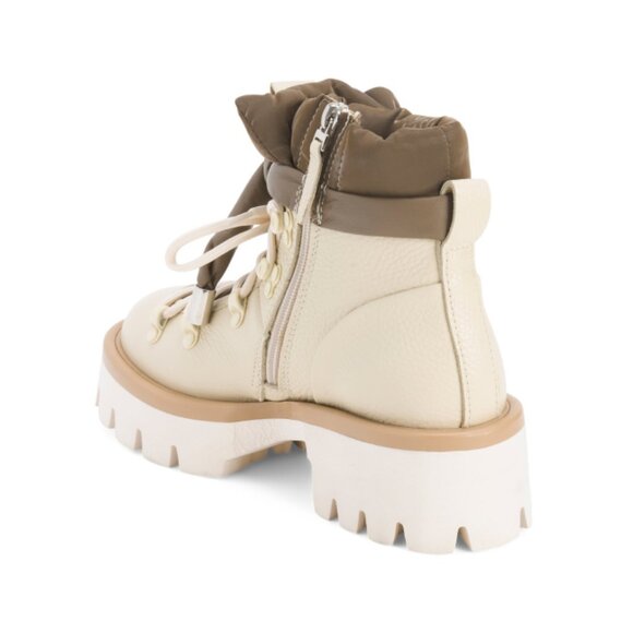 NILA & NILA Beige Made In Italy Leather Lace Up Booties - Picture 2 of 2